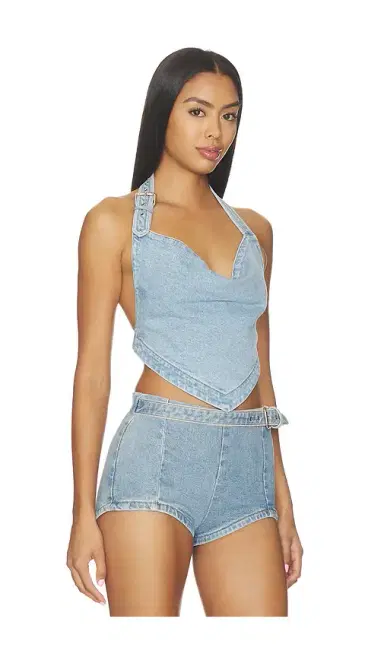 Retrofête Amelisse Denim Top | Thumbnail 2