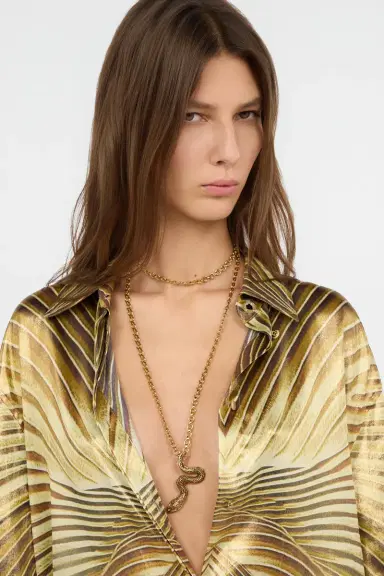 Roberto Cavalli Antiqued Gold Necklace with Snake | Thumbnail 2 Roberto Cavalli Antiqued Gold Necklace with Snake | Thumbnail 2