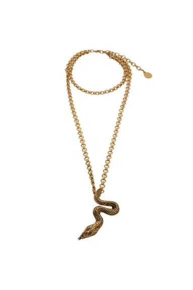 Roberto Cavalli Antiqued Gold Necklace with Snake | Thumbnail 1 Roberto Cavalli Antiqued Gold Necklace with Snake | Thumbnail 1