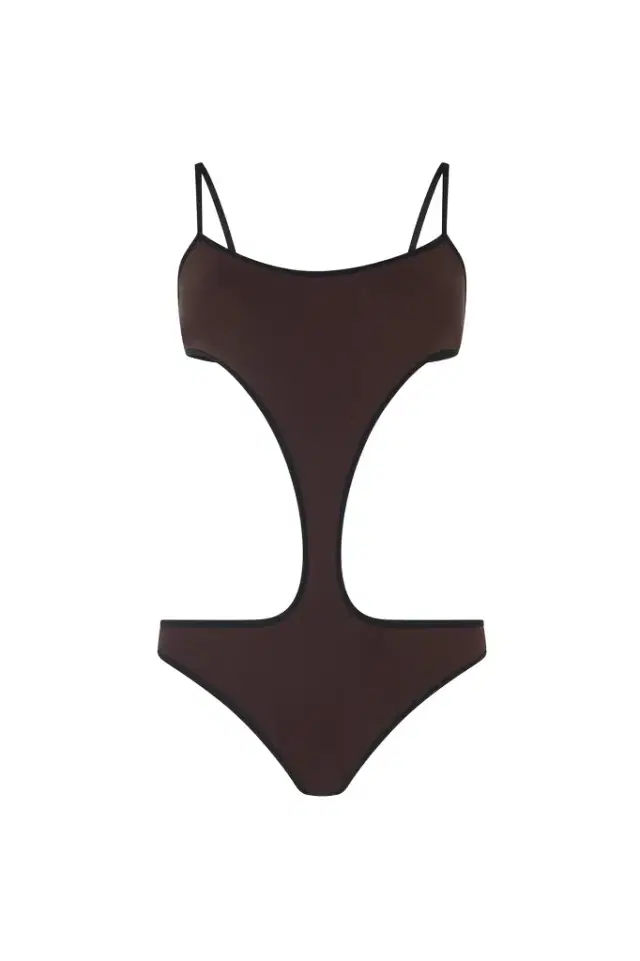 Roberto Cavalli Brown One-piece Swimsuit with Cut-out