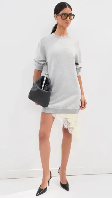 LE BOP Jamie Sweatshirt Mini Dress Heather Grey | Thumbnail 2