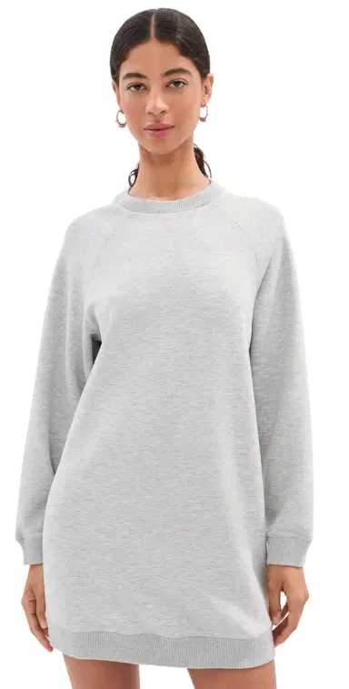 LE BOP Jamie Sweatshirt Mini Dress Heather Grey | Thumbnail 1