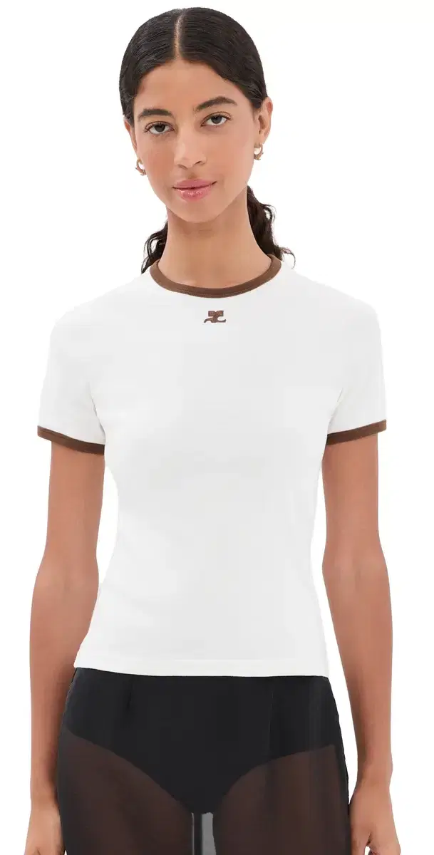 Courrèges ignature Contrast T-Shirt PILLOW/MOKY BROWN