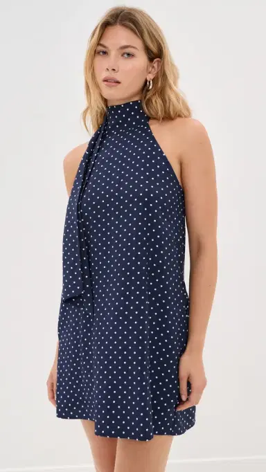Madelynne Dune Dress Navy Polka Dot S | Thumbnail 6