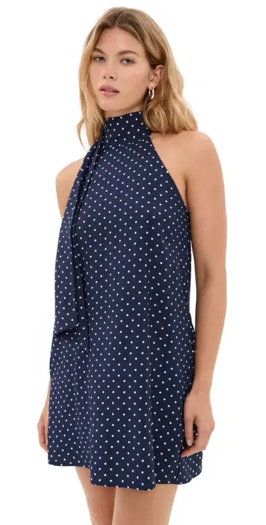 Madelynne Dune Dress Navy Polka Dot S | Thumbnail 1