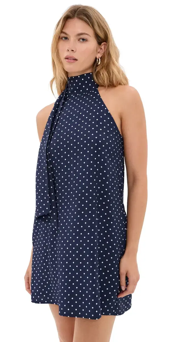 Madelynne Dune Dress Navy Polka Dot