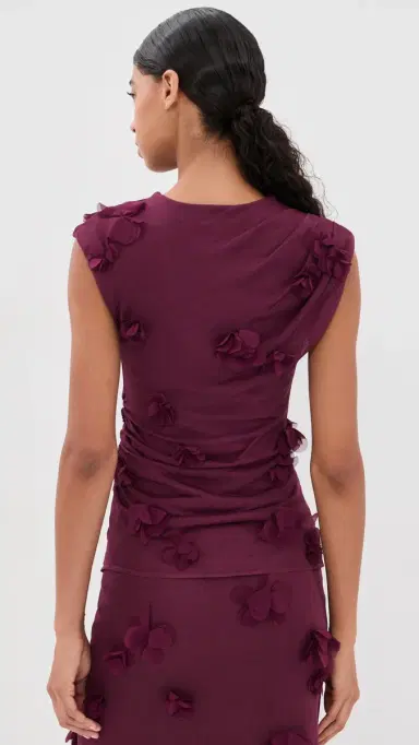 Simkhai Tessa Floral Applique Top Fig | Thumbnail 3 Simkhai Tessa Floral Applique Top Fig | Thumbnail 3