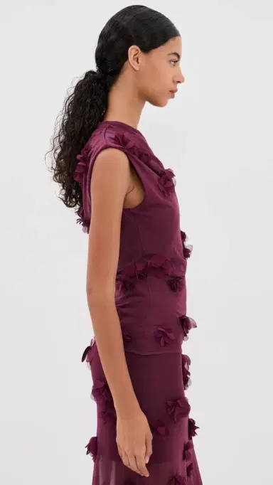 Simkhai Tessa Floral Applique Top Fig | Thumbnail 4 Simkhai Tessa Floral Applique Top Fig | Thumbnail 4