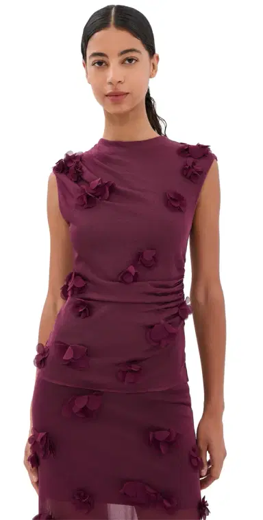 Simkhai Tessa Floral Applique Top Fig | Thumbnail 1 Simkhai Tessa Floral Applique Top Fig | Thumbnail 1