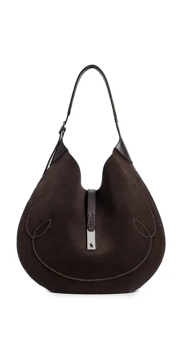 Polo Ralph Lauren Suede Whip Stich Polo ID Medium Shoulder Bag Chocolate/Tobacco One Size