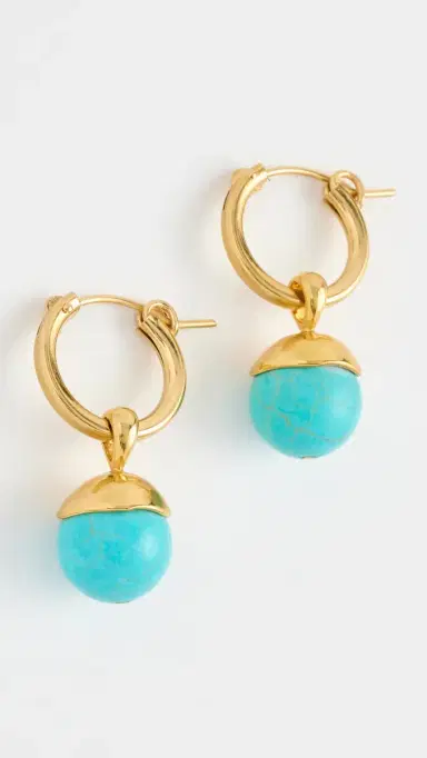 Chan Luu Bell Hoop Earrings Turquoise One Size | Thumbnail 2