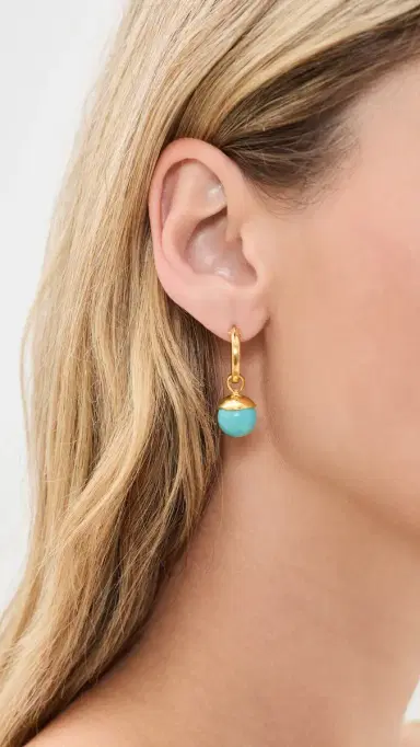 Chan Luu Bell Hoop Earrings Turquoise One Size | Thumbnail 3