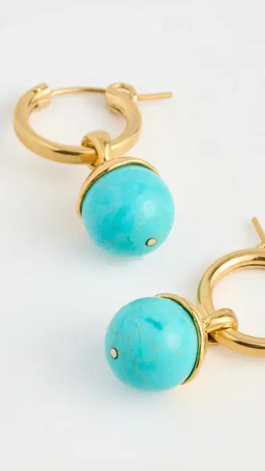 Chan Luu Bell Hoop Earrings Turquoise One Size | Thumbnail 4