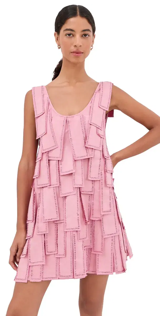 La Vie Style House Jewel Tassel Mini Swing Dress Pink One Size
