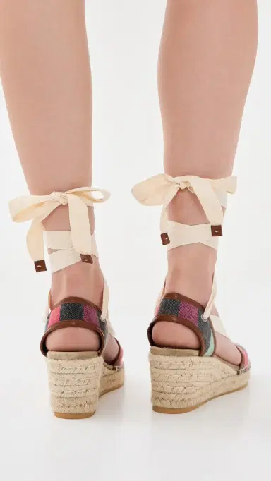 Versace Twill Stripe and Calf Leather Espadrilles | Thumbnail 4 Versace Twill Stripe and Calf Leather Espadrilles | Thumbnail 4