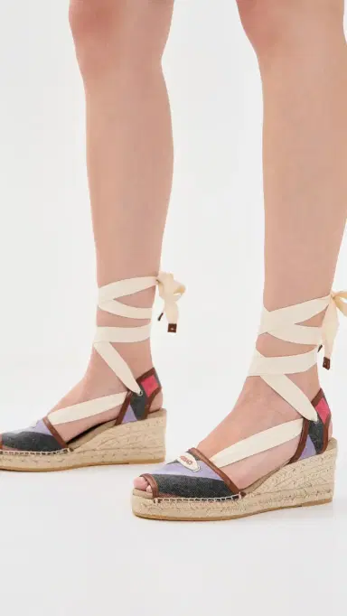 Versace Twill Stripe and Calf Leather Espadrilles | Thumbnail 5 Versace Twill Stripe and Calf Leather Espadrilles | Thumbnail 5