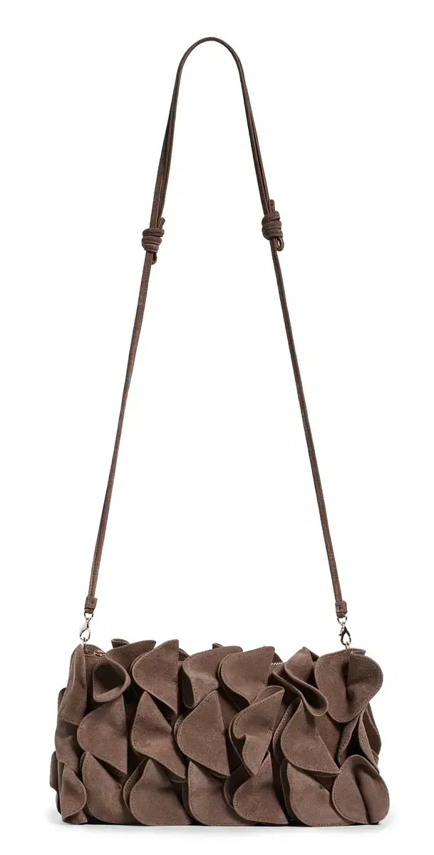 FARM Rio Suede Flower Clutch Bag Sand One Size