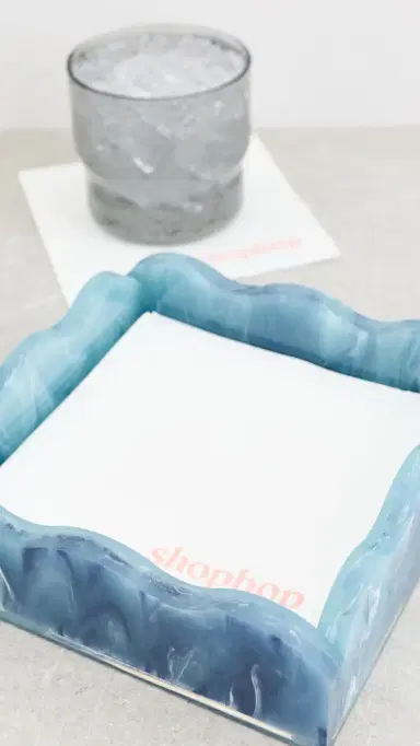 Tizo Design Lucite Marbleized Cocktail Napkin Tray | Thumbnail 4