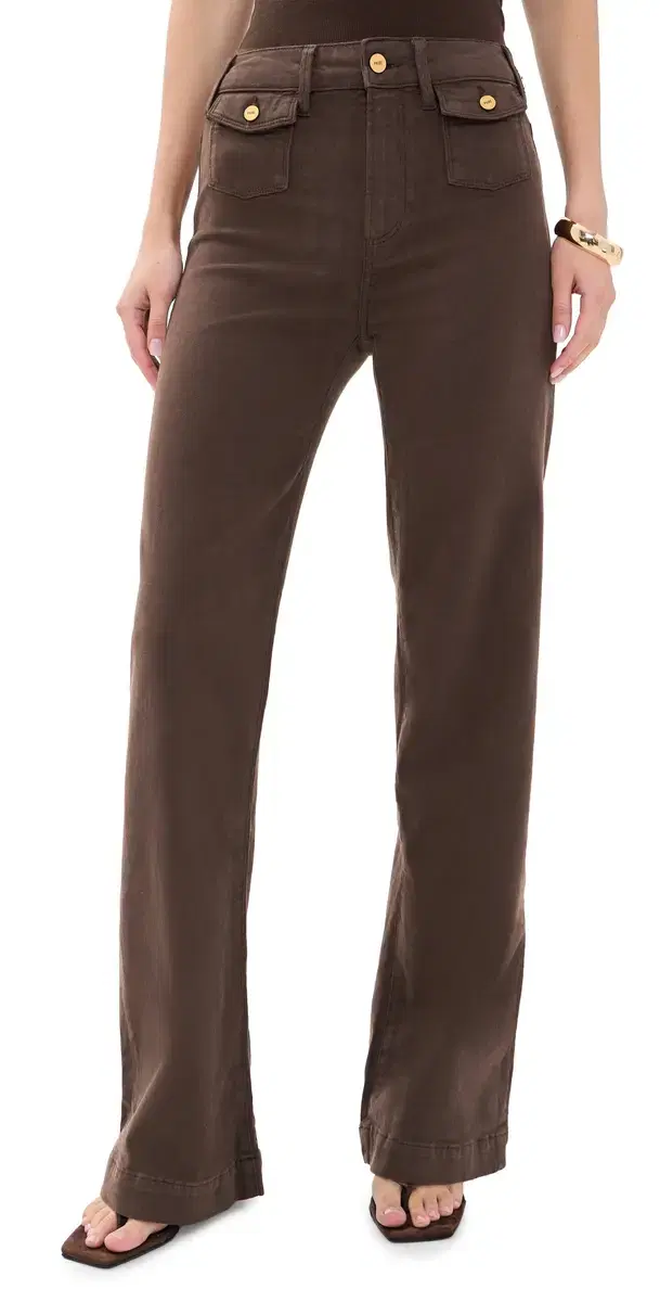 PAIGE Leenah Mini Patch Pockets Jeans Rich Chocolate