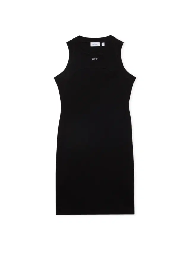 Off-White Off Stamp Ribbed Round-Neck Mini Dress