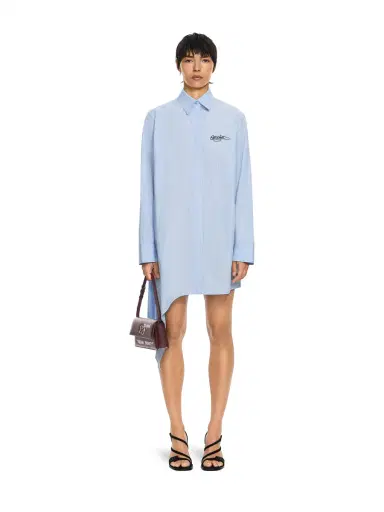 Off-White Striped Poplin Asymmetric Shirt Dress | Thumbnail 2 Off-White Striped Poplin Asymmetric Shirt Dress | Thumbnail 2