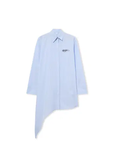 Off-White Striped Poplin Asymmetric Shirt Dress | Thumbnail 1 Off-White Striped Poplin Asymmetric Shirt Dress | Thumbnail 1
