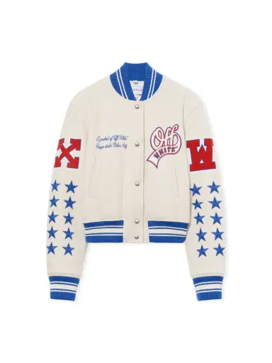Off-White Wool College Varsity Jacket | Thumbnail 1 Off-White Wool College Varsity Jacket | Thumbnail 1