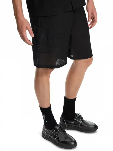 Off-White Handstyle Logo Organza Bowling Shorts | Thumbnail 5 Off-White Handstyle Logo Organza Bowling Shorts | Thumbnail 5