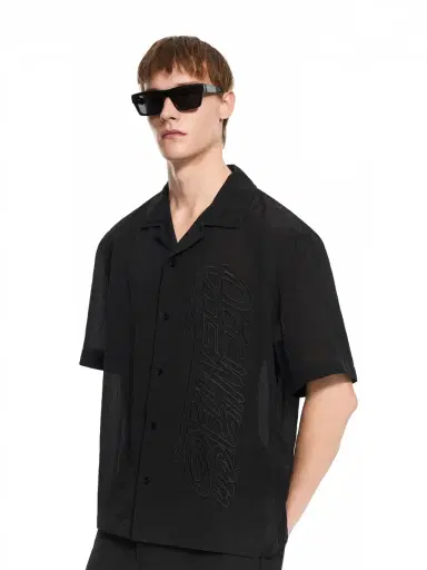 Off-White Handstyle Logo Organza Bowling Shirt | Thumbnail 5