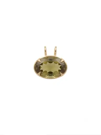 Wish Fine Jewelry 22.78ct Olive Quartz 18K Gold Small Statement Pendant | Thumbnail 1