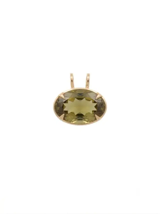Wish Fine Jewelry 22.78ct Olive Quartz 18K Gold Small Statement Pendant