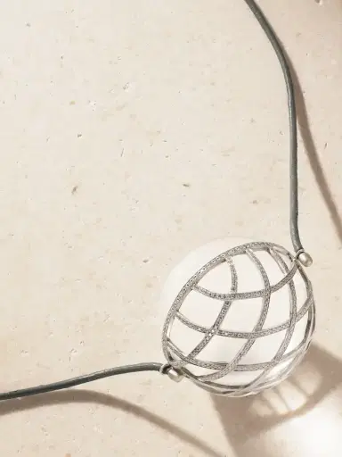 Marisa Klass 18-karat White Gold, Quartz, Diamond And Leather Necklace | Thumbnail 1 Marisa Klass 18-karat White Gold, Quartz, Diamond And Leather Necklace | Thumbnail 1