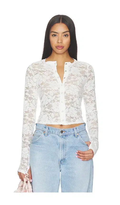 Michael Lauren Vesca Lace Snap Front Long Sleeve