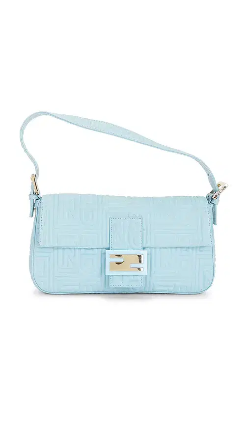 FWRD Renew Fendi Logo Embossed Baguette Shoulder Bag