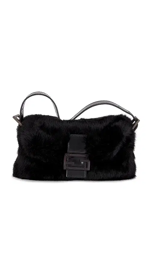 FWRD Renew Fendi Rabbit Fur Baguette Shoulder Bag