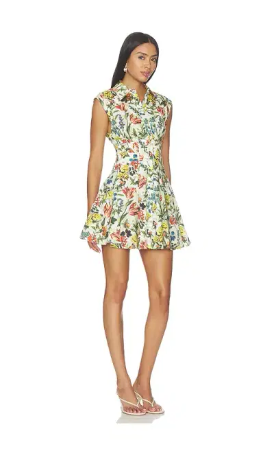 Alice + Olivia Alice + Olivia Kim Paneled Corset Flared Mini Shirt Dress | Thumbnail 2