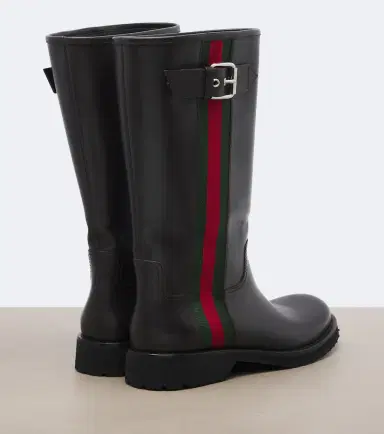 Gucci Web Stripe leather biker boots | Thumbnail 2 Gucci Web Stripe leather biker boots | Thumbnail 2