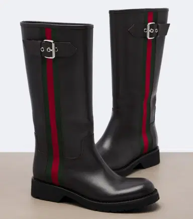 Gucci Web Stripe leather biker boots | Thumbnail 4 Gucci Web Stripe leather biker boots | Thumbnail 4