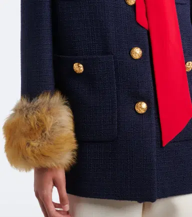 Valentino Shearling-trimmed wool-blend tweed jacket | Thumbnail 3 Valentino Shearling-trimmed wool-blend tweed jacket | Thumbnail 3