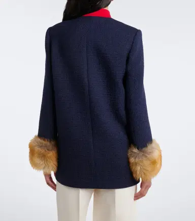 Valentino Shearling-trimmed wool-blend tweed jacket | Thumbnail 4 Valentino Shearling-trimmed wool-blend tweed jacket | Thumbnail 4