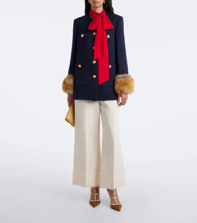 Valentino Shearling-trimmed wool-blend tweed jacket | Thumbnail 6 Valentino Shearling-trimmed wool-blend tweed jacket | Thumbnail 6