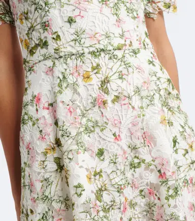 MONIQUE LHUILLIER Floral lace midi dress | Thumbnail 3