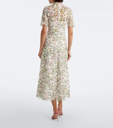 MONIQUE LHUILLIER Floral lace midi dress | Thumbnail 4