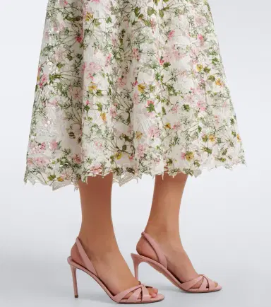 MONIQUE LHUILLIER Floral lace midi dress | Thumbnail 5