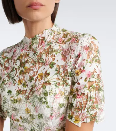 MONIQUE LHUILLIER Floral lace midi dress | Thumbnail 6