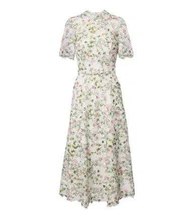 MONIQUE LHUILLIER Floral lace midi dress | Thumbnail 1
