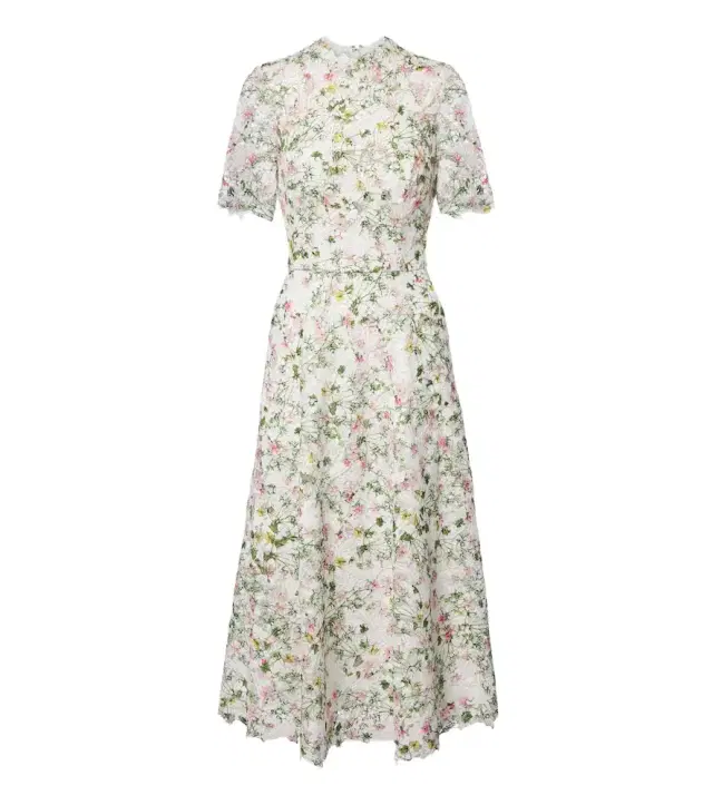 Monique Lhuillier Floral lace midi dress