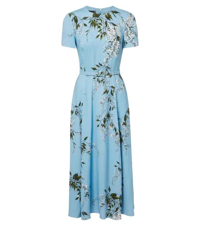 Monique Lhuillier Floral belted midi dress
