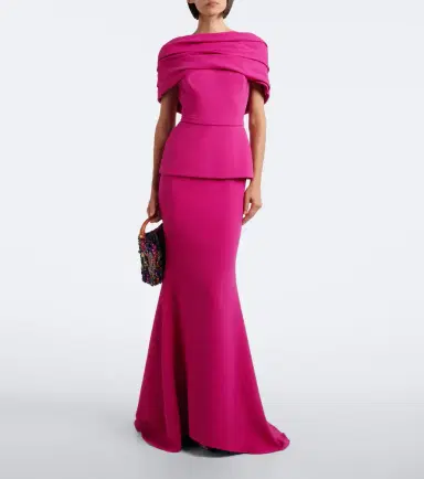 Safiyaa Loura off-shoulder crêpe gown | Thumbnail 2 Safiyaa Loura off-shoulder crêpe gown | Thumbnail 2