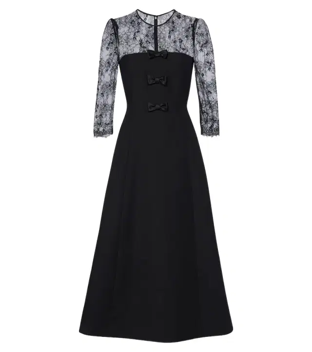 Valentino Crepe Couture lace-trimmed midi dress